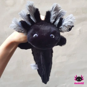 Axolotl Stofftier schwarz-grau