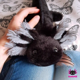 Axolotl Stofftier schwarz-grau