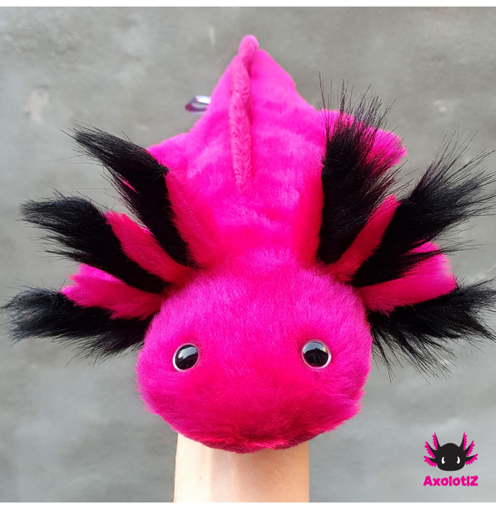 Axolotl Stofftier pink-schwarz 2.0