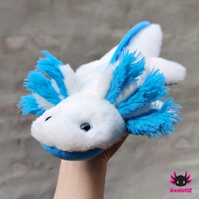 Axolotl Stofftier weiß-blau