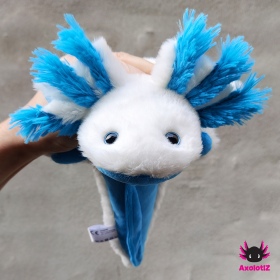 Axolotl Stofftier weiß-blau