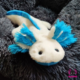 Axolotl Stofftier weiß-blau