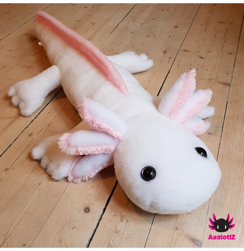 PREORDER: XXL-Axolotl weiß-rosa 1,2m