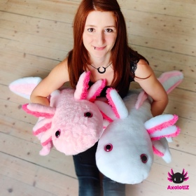 XXL-Axolotl weiß-pink 120cm