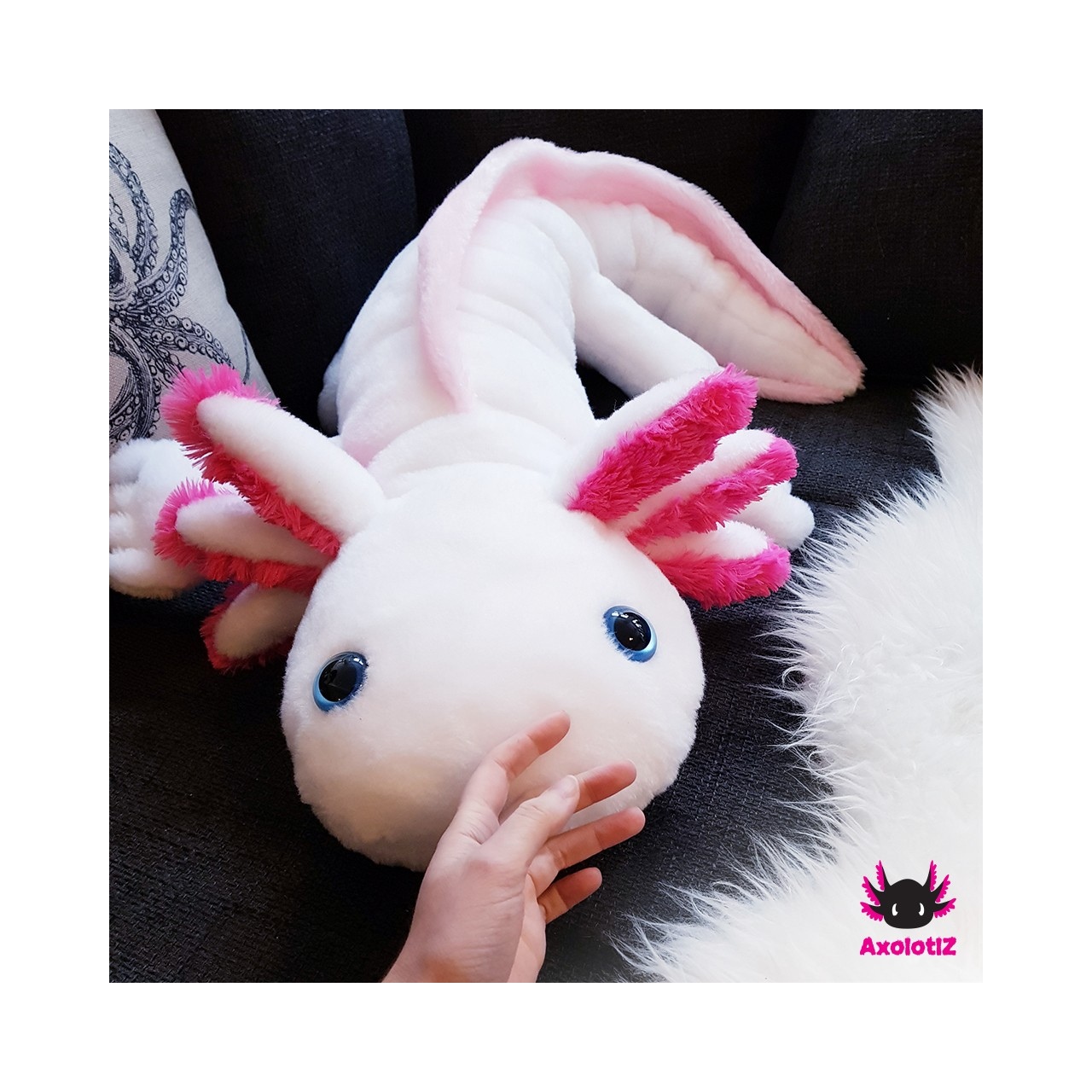 XXL-Axolotl weiß-pink 120cm