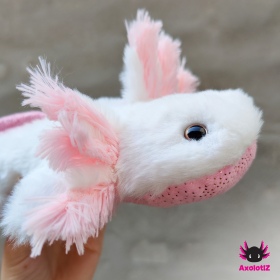 Axolotl Stofftier Glitzer weiß-rosa