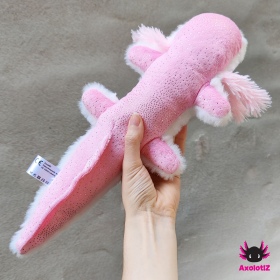 Axolotl Stofftier Glitzer weiß-rosa