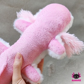 Axolotl Stofftier Glitzer weiß-rosa