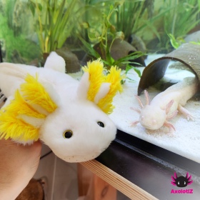 Axolotl Stofftier Glitzer weiß-gelb