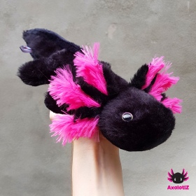 Axolotl Stofftier schwarz-pink