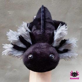 Axolotl Stofftier schwarz-grau