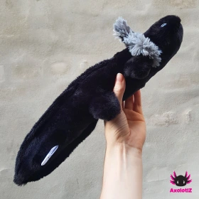 Axolotl Stofftier schwarz-grau
