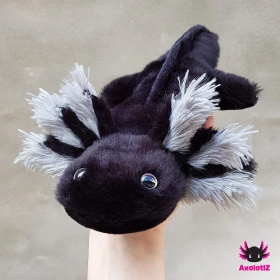 Axolotl Stofftier schwarz-grau